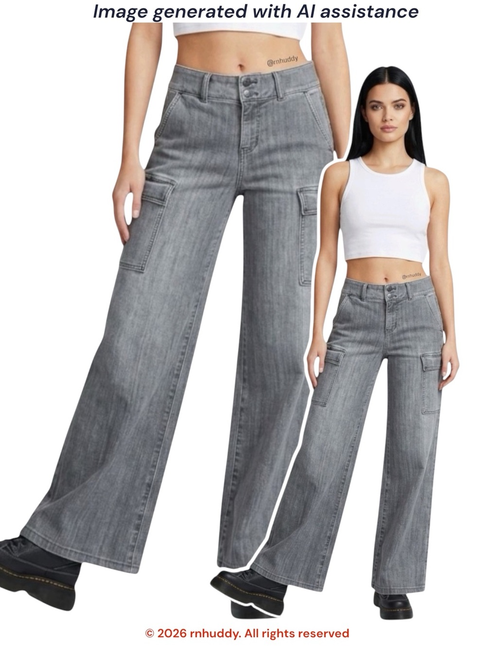White House Black Market size 4 grey extra high rise wide leg cargo jean